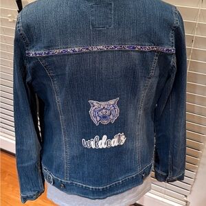 Custom Wildcats Denim Jacket Checkerboard Rhinestones